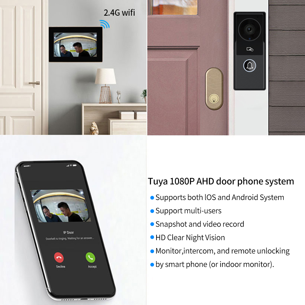 7/10 Polegada vídeo porteiro 1 - Smart Doorbell Wired avaliação e preço